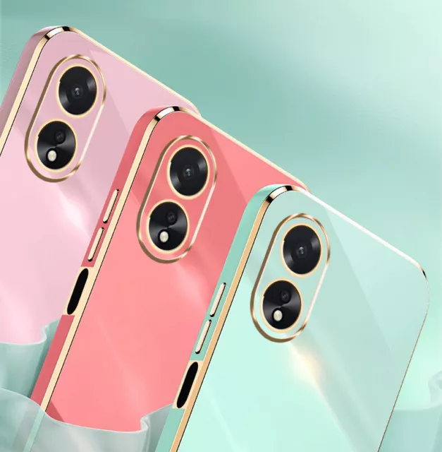 For OPPO A58 4G, Shockproof Fashion Candy Plating Frame Soft Rubber Case  Cover
