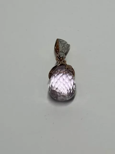 Lovely Amethyst Pendant Set In 925 Sterling Silver with Rose Gold Overlay