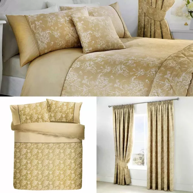 Gold Duvet Covers Floral Jacquard Damask Champagne Quilt Cover Bedding Sets