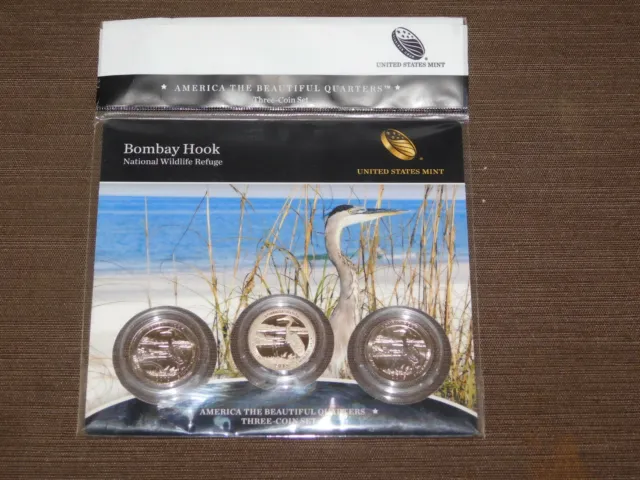 Us Mint 3 Coin Set 2015 America The Beautiful Quarters Bombay Hook Delaware