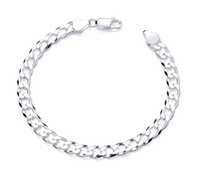 Men's Sterling Silver 8.5" Curb Bracelet - 7mm - Solid 925 - UK Hallmarked