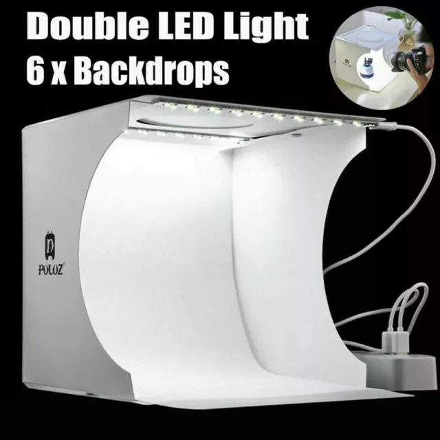 Mini Photo Studio LED Light Box For Photography Folding Lighting Tent Backdrop !