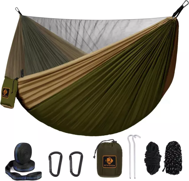 Camping Hammock, Portable Hammocks with Mosquito Net, Lightweight Nylon Parachut