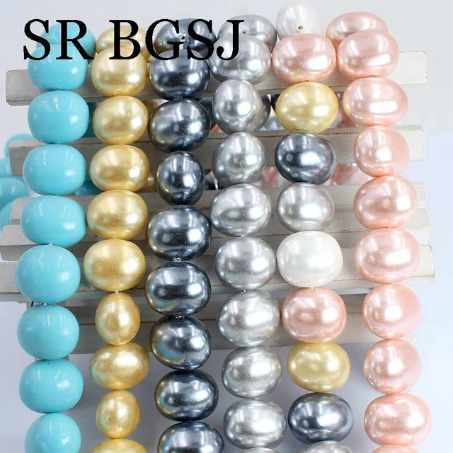 Natural 15x12mm Freeform Egg Shape Shell Pearl Gemstone Loose Beads Strand 15"