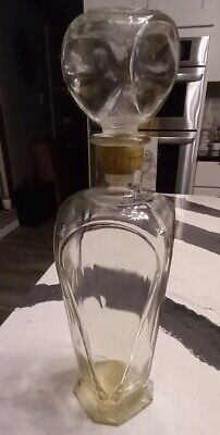 Decantador de licor de vidrio vintage con tapón cuadrado MCM