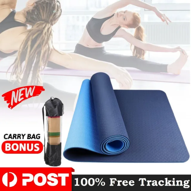 8mm Yoga Mat Eco Friendly Exercise Gym Fitness Pilates Non Slip Dual Layer Pad