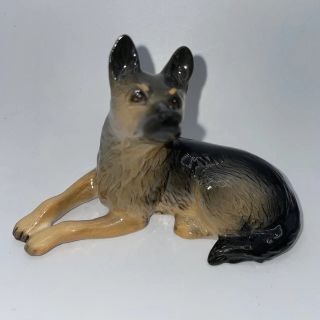 Beswick England Alsatian German Shepherd Figurine laying down Dog vintage brown Beswick England Alsatian German Shepherd Figurine laying down Dog vintage brown
