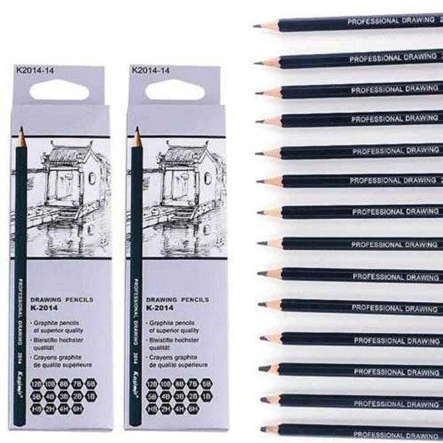 14 piezas Kit de dibujo artístico conjunto de lápices suministros boceto herramienta de arte dibujo profesional