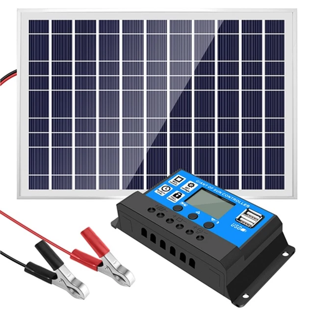 Starter Kit Pannello Solare 30W 12V-220V Con Inverter 220W Per Campeggio