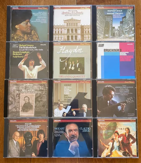 Lot - 12 1980s Philips Classical cd's Full Silver W. Germany Arrau Brendel