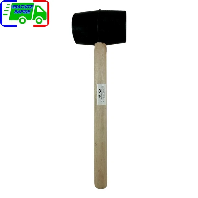 Marteau Maillet en Caoutchouc 25 cm et Manche en Bois