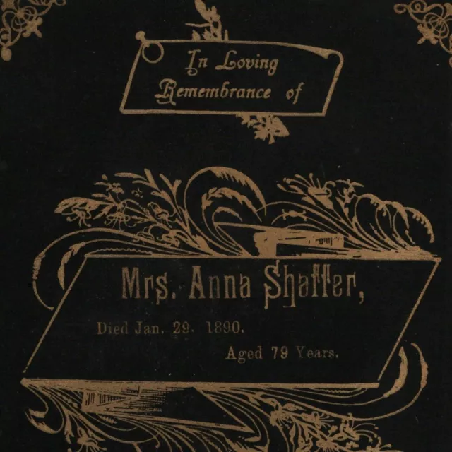 Antique 1890 Anna Shaffer Funeral Mourning Cabinet Card Death Curiosity Oddity