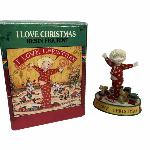 Mary Engelbreit By Enesco I Love Christmas Boy Toys Resin 80375 Vtg 1999