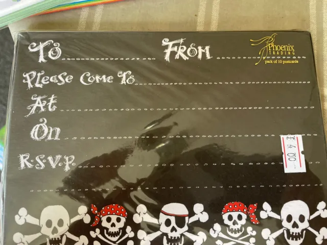 Pirate Invitations Pack Of 10 With Envelopes