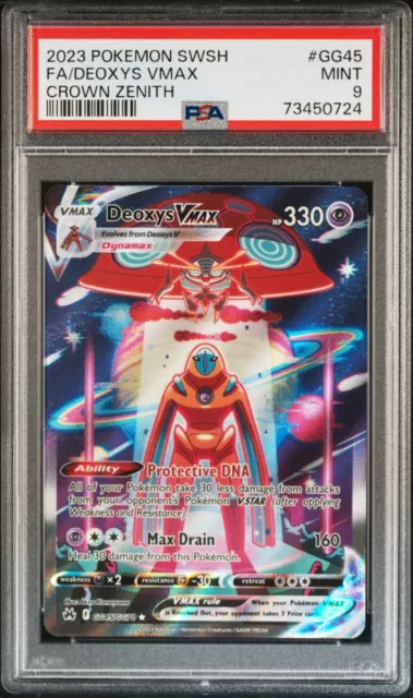 🔥Crown Zenith Deoxys VMAX🔥 GG45 Full Art Alt Art 💎PSA 9 Mint Condition💎