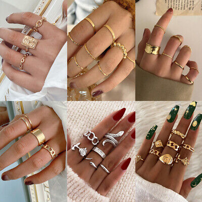 2021 Boho Midi Knuckle Ring Set For Women Crystal Geometric Finger Rings Jewelry