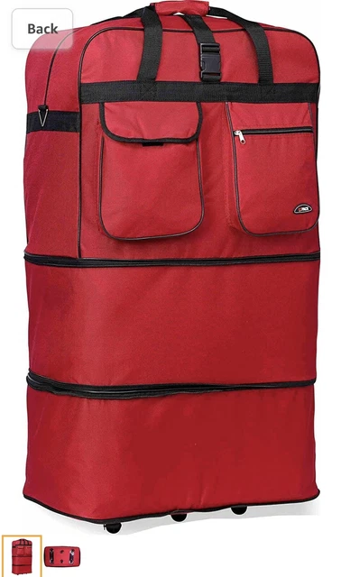 40" Red Expandable Rolling Duffle Bag Wheeled Spinner Suitcase Luggage 2