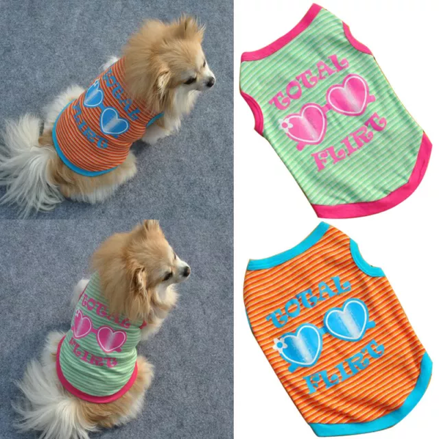 Dog Clothes Pet Printing Cat Breathable Dog Costume Shirt Clothes Vest Tshirt US