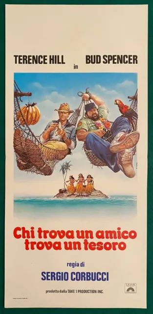 Locandina Originale Chi Trova Un Amico Trova Un Tesoro Terence Hill Bud Spencer