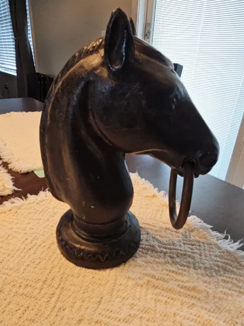 Antique Cast Iron Horse Head Hitching Post with Ring.