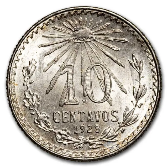 1925-1935 Mexico Silver 10 Centavos AU/BU (ASW .0384)