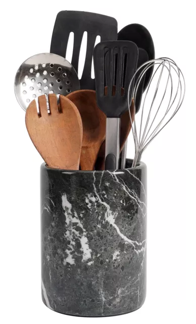 Marble Utensil Holder Spoon Caddy Countertop Black Handmade kitchen Utensils ...