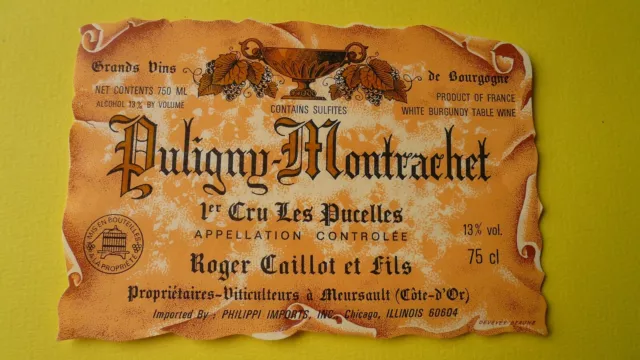 ancienne étiquette de vin Puligny - Montrachet 1er Cru Les Folatières