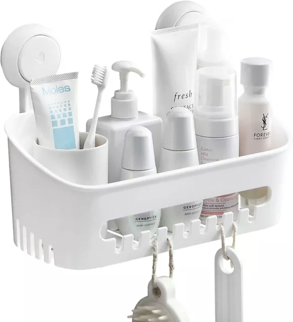 Suction Cup Bathroom Shelf Shower Caddy Basket No Drilling Storage Organizer