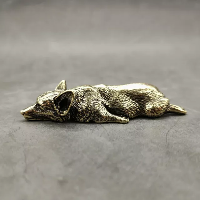 Solid Brass Corgi Dog Fox Mini Figurines Statue Ornament Animal Figurines Home