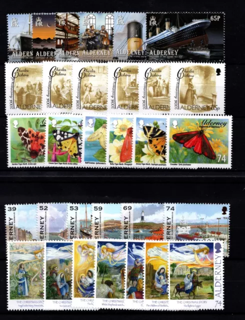 Alderney 2012 Complete Year Set Commemoratives  5 Sets + 2 Minisheets  Mnh