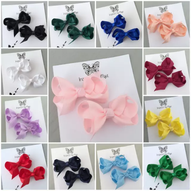 Girls Hair Clip Piggy Bow Toddler Pigtail Hair Accessory 3 inch School Colours