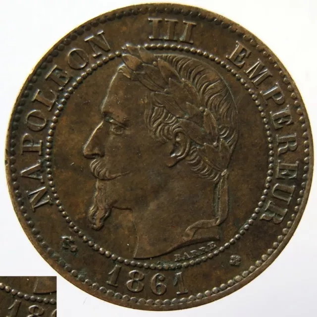 F108A02.1 - FRANCE - 2 centimes Napoléon III - 1861 BB - buste définitif