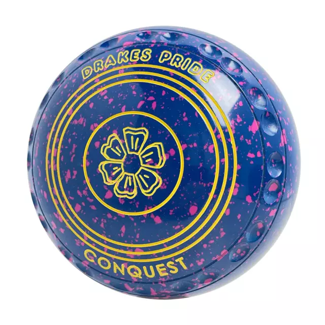 Drakes Pride Conquest Lawn Bowls Size 1 Heavy Gripped - Blue/Pink
