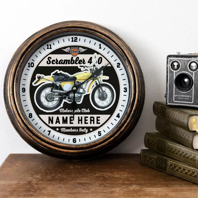 Personalised Motorcycle Clock Ducati 450 Scrambler Bike Garage Wall Gift MBC06