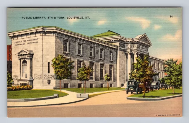 Louisville KY-Kentucky, Public Library, Antique, Vintage Souvenir Postcard
