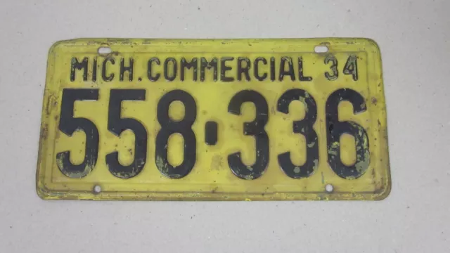 MICHIGAN 1934 licence/number plate US/United States/USA/American 558 336