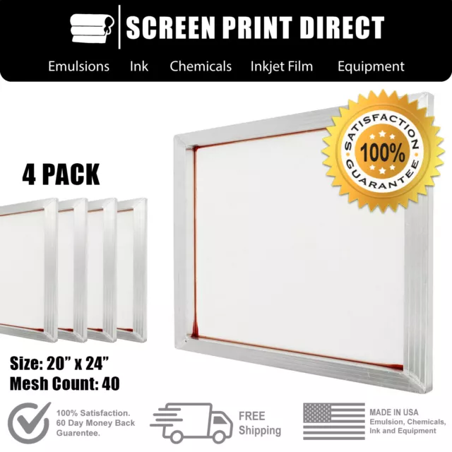 Pantallas de marco de aluminio Ecotex® para serigrafía de 20"" x 24"" - 40 malla blanca (4)