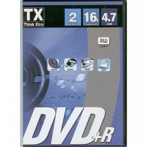 2 Dvd+R Vierge Think Xtra 4.7 Go 16X Dans Boitier Slim