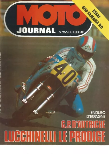 Moto Journal N°266 500 Honda Four / 400 Yamaha Rd / Championnat De France A Pau