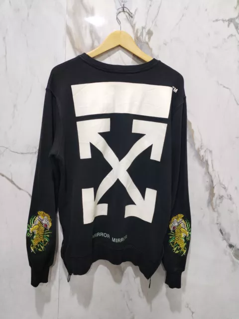 Off-White Sweatshirt Men’s Tiger Embroidered Black Size M