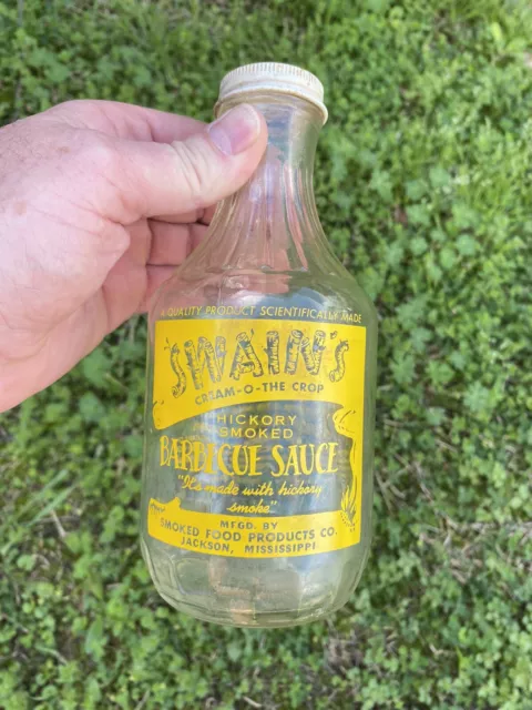 Scarce Vintage Swains Hickory Smoke Barbecue Sauce Acl Label Bottle Jackson Miss