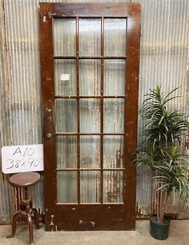 15 Pane Glass Door (38x90), Vintage American Door, Architectural Salvage, A10