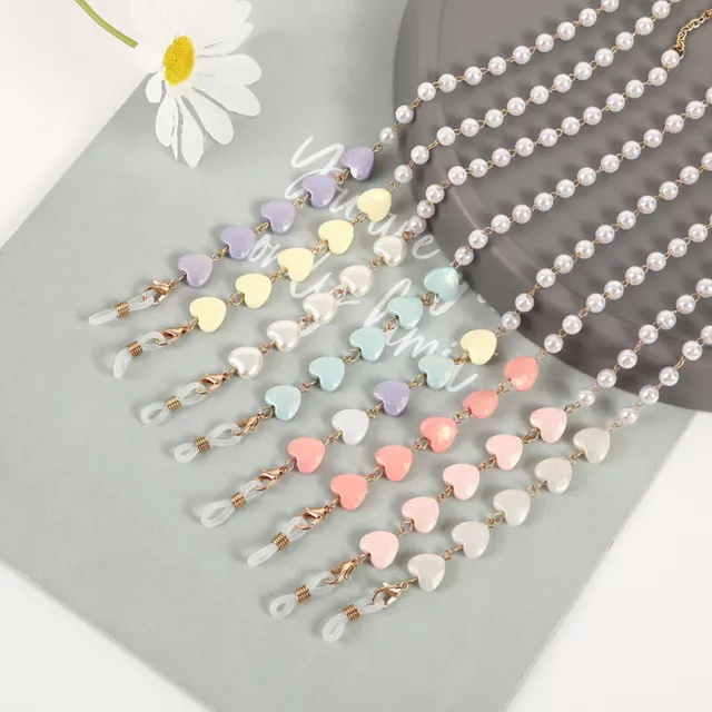 New Eyeglass Chain Sunglasses Heart Bead Chain Holder Eyewear Rope Necklace