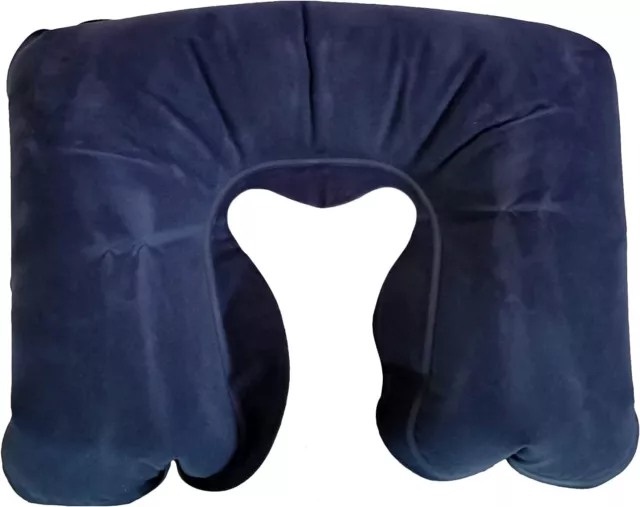 Inflatable Travel Pillow for Neck Support Head Rest Cushion Car Airplane BLUE UK 2