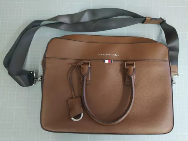 TOMMY HILFIGER Business Leather Slim Laptoptasche Cognac (UR)