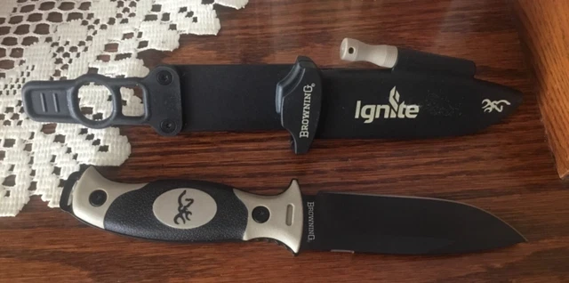 Browning Ignite Survival/Camping Fixed Blade Knife w/ Sheath & Flint Mod# 0162