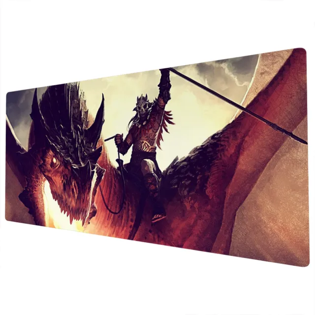 90x40cm Extra Large XXL Mouse Mat Pad Full Desk Red Dragon Knight Fantasy