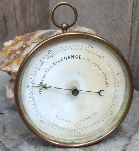 Antique PHBN Holosteric Barometer Brass Cased France Made Weather Instrument