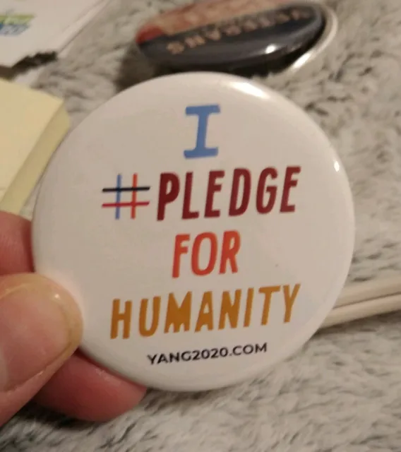 Andrew Yang official campaign Button I Pledge For Humanity Yang 2020 Candidate