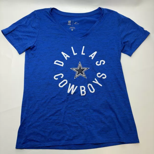 The Nike Tee Shirt Womens Small Dallas Cowboys NFL Dri Fit Athletic Cut V Neck